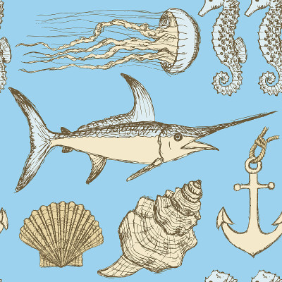 素描海在复古风格