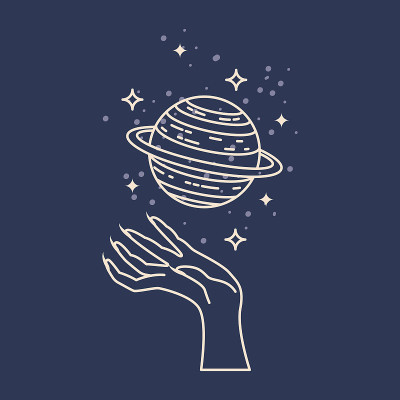 神秘的占星矢量插图。魔法符号。星座。天文学。艺术线条插图。