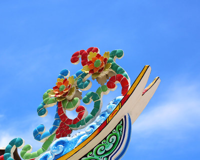 中国寺庙屋顶花画