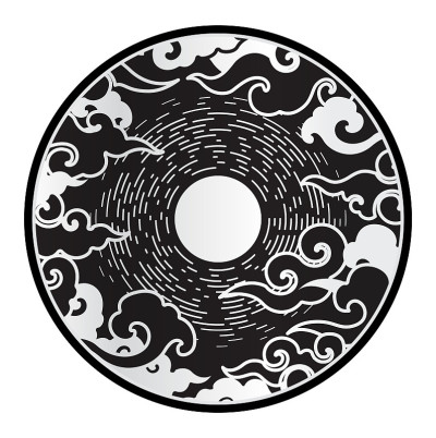 月亮与云彩的东方装饰设计元素