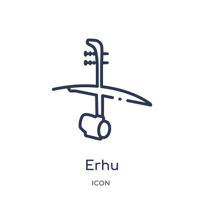 Linear erhu icon from Asian outline collection. Th