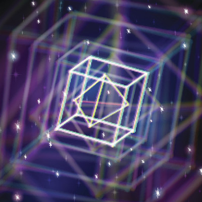 在太空中有彩色像差的闪光线晶体