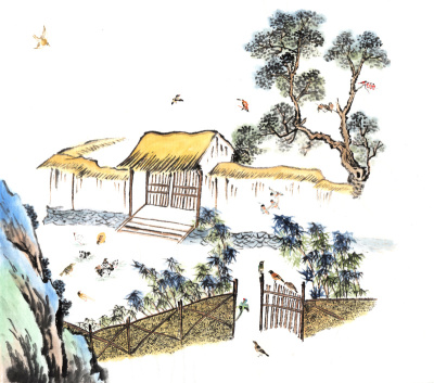 有很多鸟的房子