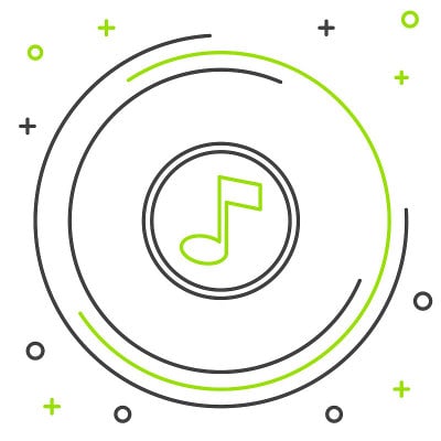 线条音乐音符，音调图标孤立在白色背景。色彩斑斓的轮廓的概念。向量
