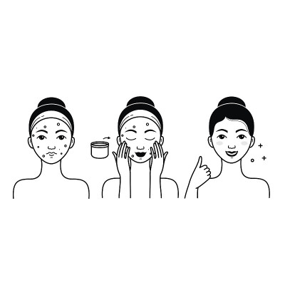 面部护肤向量集与女孩