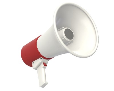 3D渲染的电力扩音器隔离在白色。