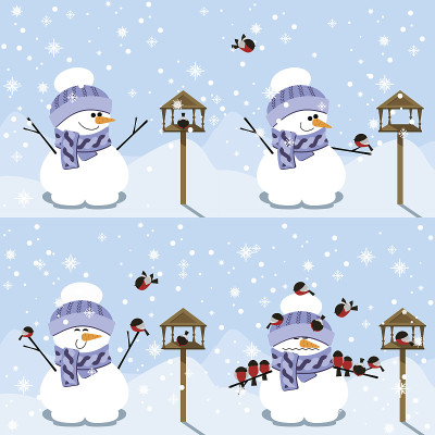 快乐的雪人和红腹灰雀的有趣故事
