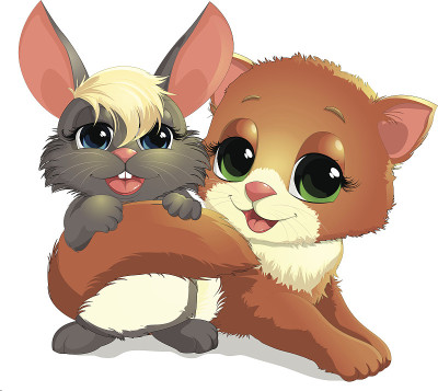 小猫,兔子