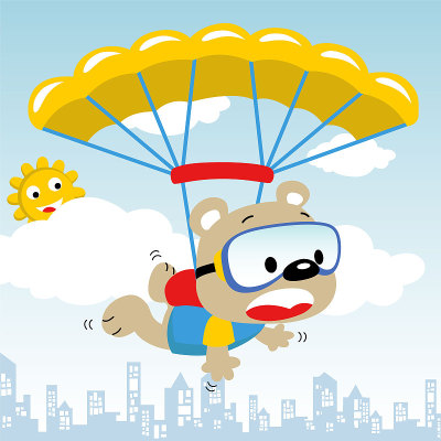 skydiving with funny bear