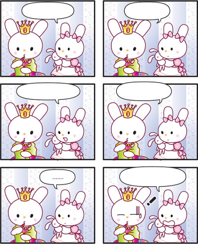 矢量卡通兔子公主的故事设定六格漫画