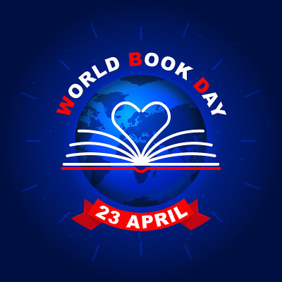 World Book Day banner with open book on the backgr