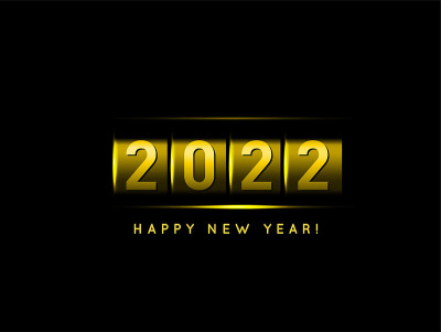 新年黄金计数器2022矢量插图