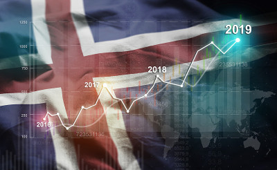 正在增长的统计金融2019对抗冰岛旗