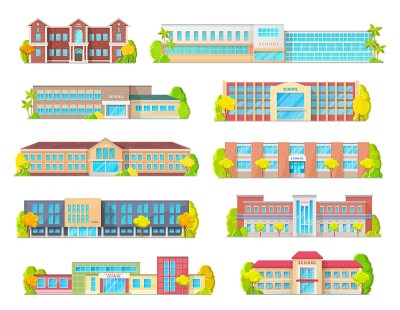 学校教育建筑孤立矢量图标