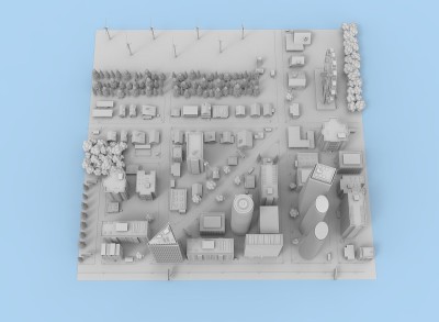 黑白城市3d渲染