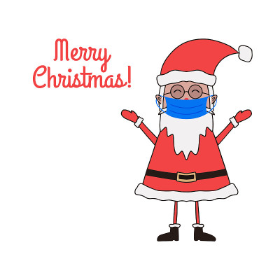 Christmas greeting card with cute Santa Claus in m