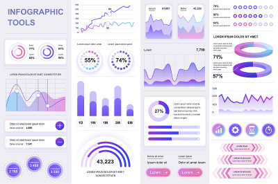 捆绑信息图UI, UX, KIT元素。不同的图表，图表，工作流程，流程图，时间线，方案，营销图标，图