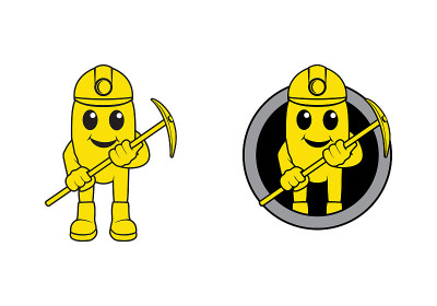 金矿矿工吉祥物卡通人物设计插图