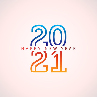 2021年新年快乐!优雅的色彩渐变设计。矢量图模板。