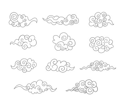 Vector Design Elements Set, Tradition Asian Art, O