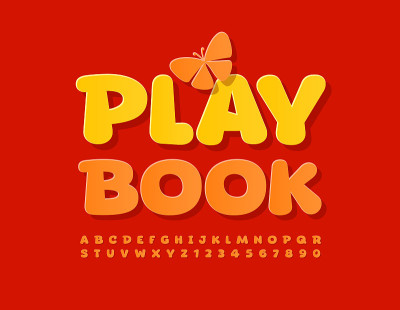 矢量创意模板发挥书与装饰蝴蝶。孩子风格字母和数字集