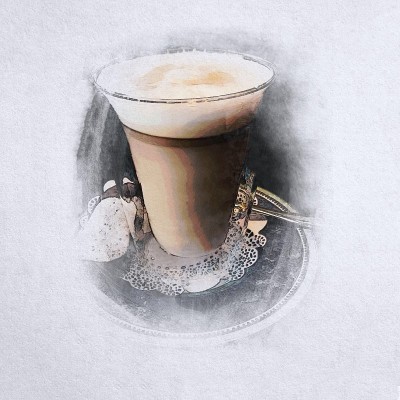 玛奇朵咖啡杯水彩画插画