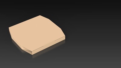 披萨盒黑色背景一左角3D渲染