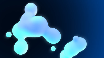 抽象液体3d背景。亮蓝色渐变球。水滴