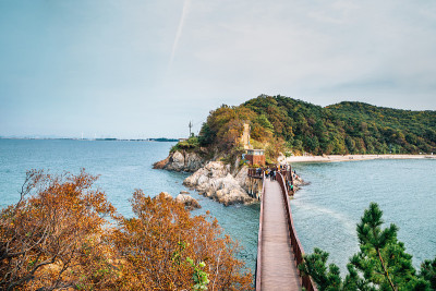 韩国安山大部岛海索吉尔古邦岛，海秋自然风光