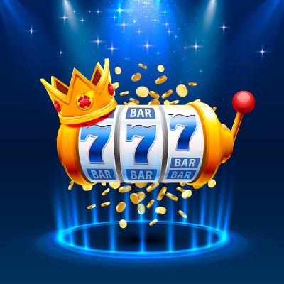 国王777条幅赌场插槽在蓝色背景。