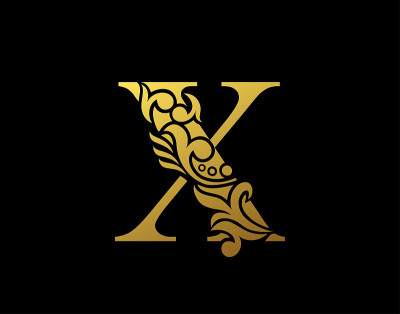 优雅华丽的金色X字母设计。