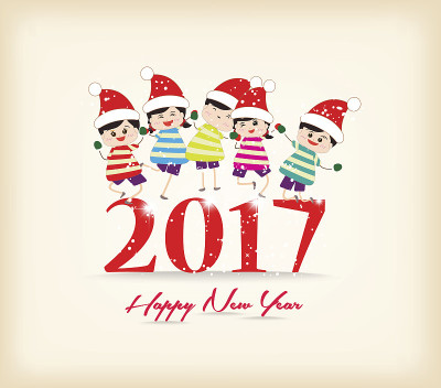2017年新年快乐，孩子们开心