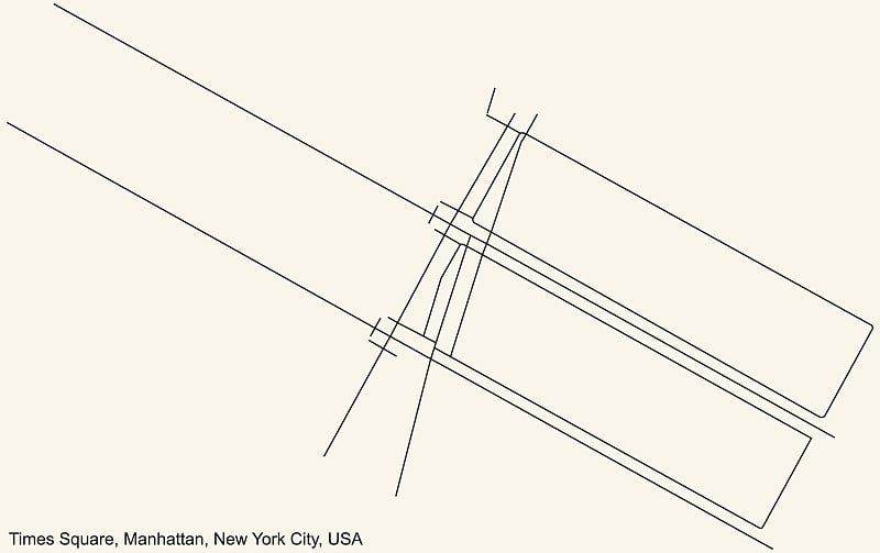 这是美国纽约市曼哈顿区时代广场附近的街道道路图