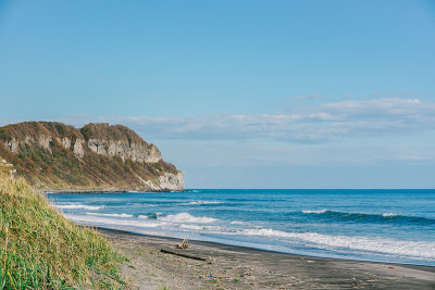 日本北海道千球角的海滩和海洋