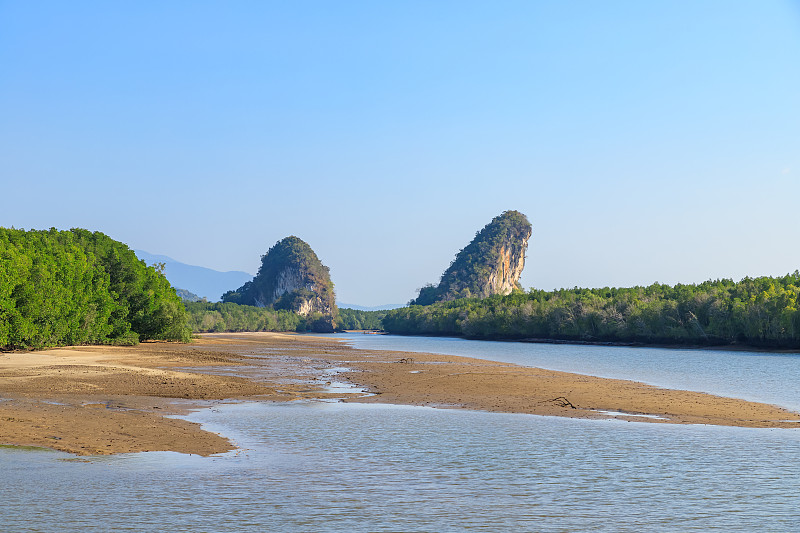 Khao Khanab Nam山和河，甲米城市地标，泰国