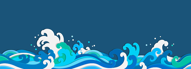 海浪纸裁无缝墙纸。