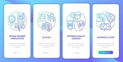 比特币ATM验证步骤登陆移动应用程序页面屏幕与概念