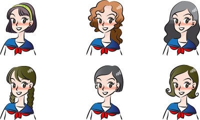 矢量卡通高中女生表情包