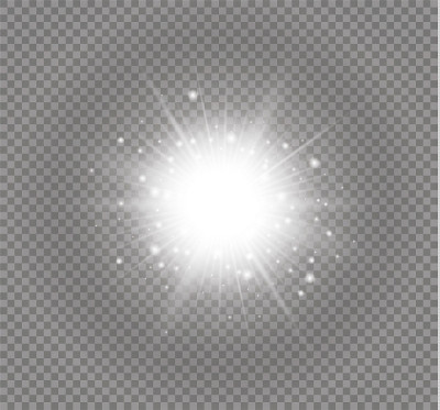 发出光的效果。星星闪耀着光芒。矢量图