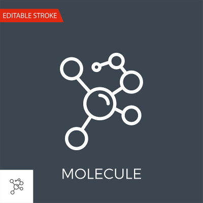 Molecule related vector thin line icon.