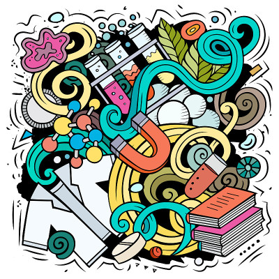 科学卡通矢量涂鸦设计