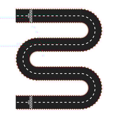 有起跑线和终点线的跑道。俯视图
