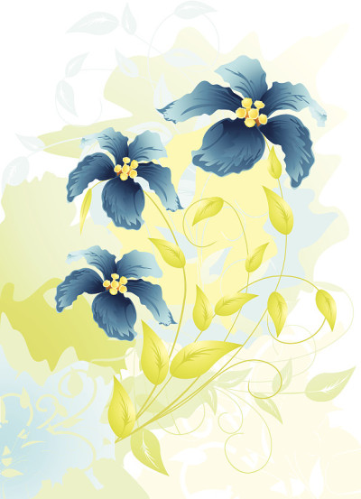 花卉水彩画，矢量插图