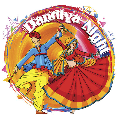夫妇扮演丹迪亚迪斯科加尔巴夜海报Navratri