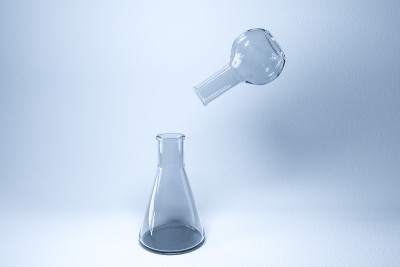 实验室化学仪器试剂，3d渲染。