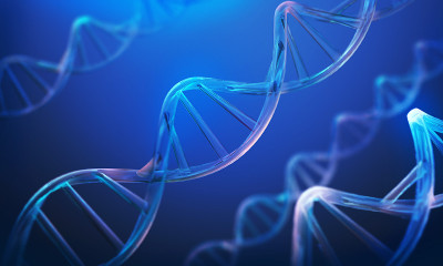 DNA螺旋，分子或原子，科学抽象结构。