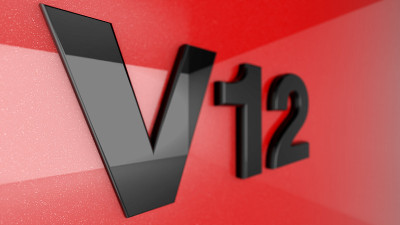 V12标志，标签，徽章上的汽车印。