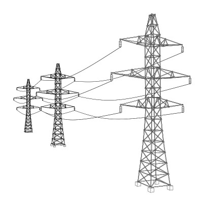 Electric pylons or electric towers concept. Vector