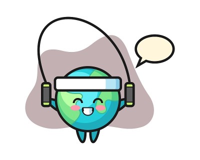 地球卡通跳绳