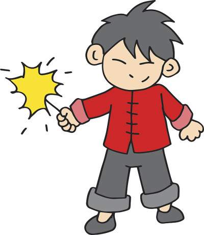 汉字男孩与烟花